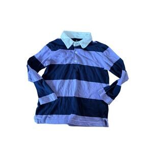 Primary purple and blue striped long sleeve polo top youth